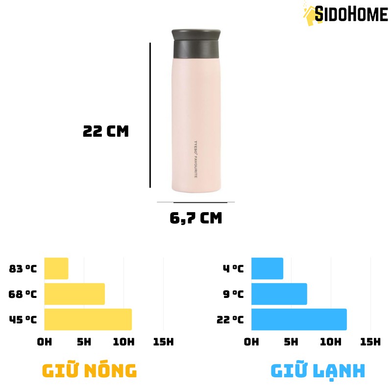 Bình Giữ Nhiệt Chất Lượng Cao Ruột Inox 500ml