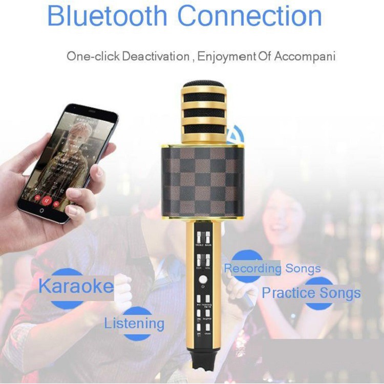 Mic Bluetooth Karaoke Cực Chất, Micro Karaoke Bluetooth Không Dây SD18, Hát Nhẹ-Hay Loa To Hàng Chính Hãng