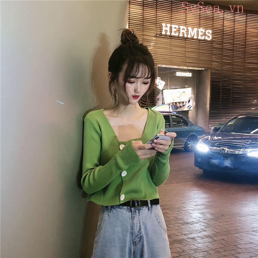Áo Dệt Kim Nữ Tay Dài Phong Cách Hàn Quốc