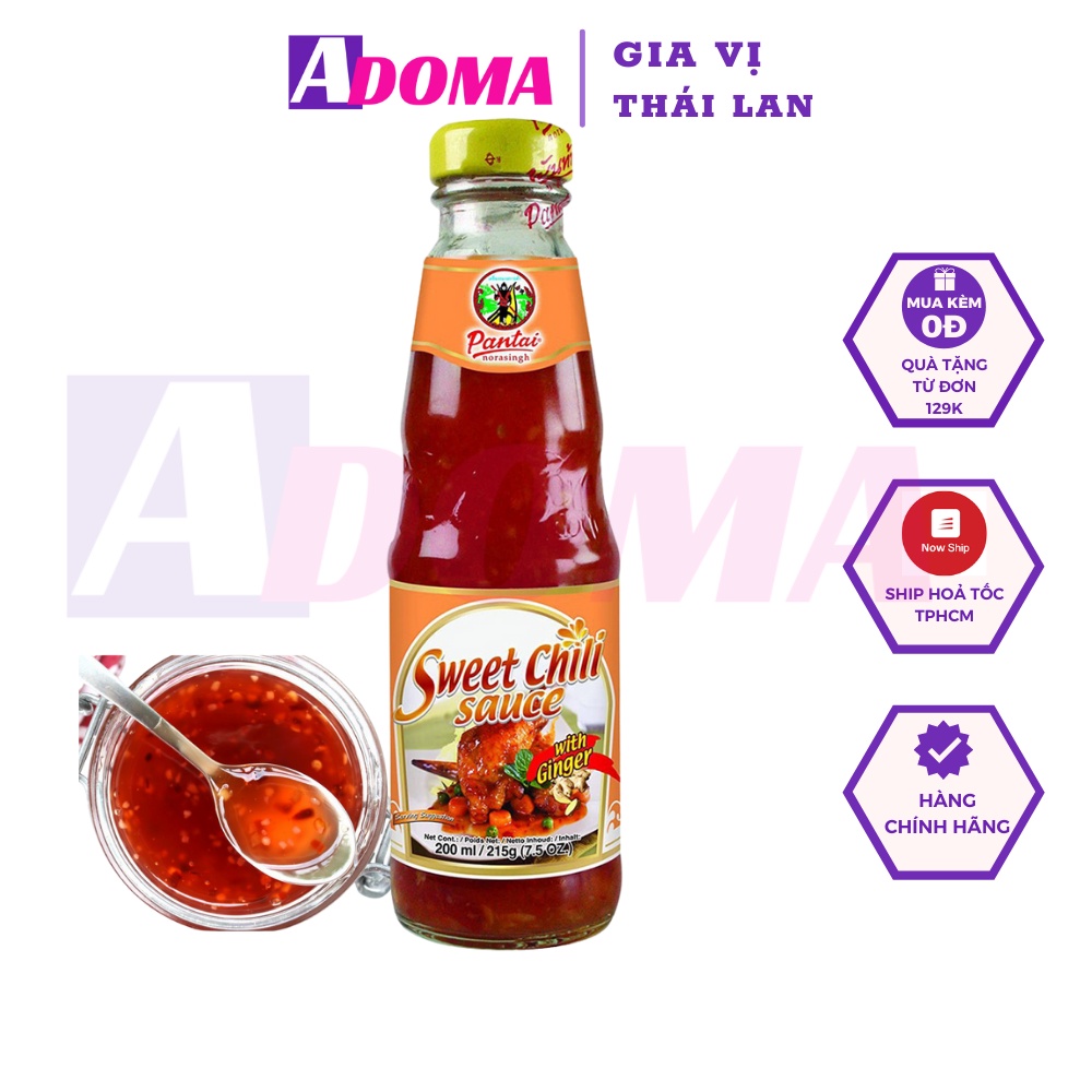 Sốt gừng cay ngọt Pantai Sweet Chili Sauce with Gingger ADOMA gia vị Thái Lan