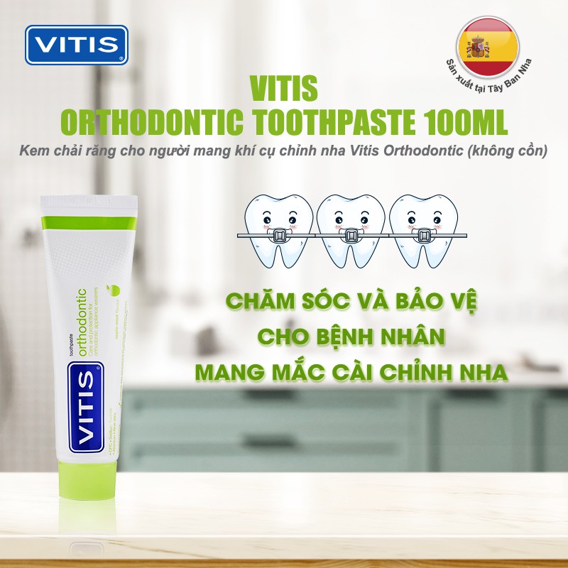 Kem đánh răng cho người chỉnh nha, niềng răng Vitis Orthodontic 100ml