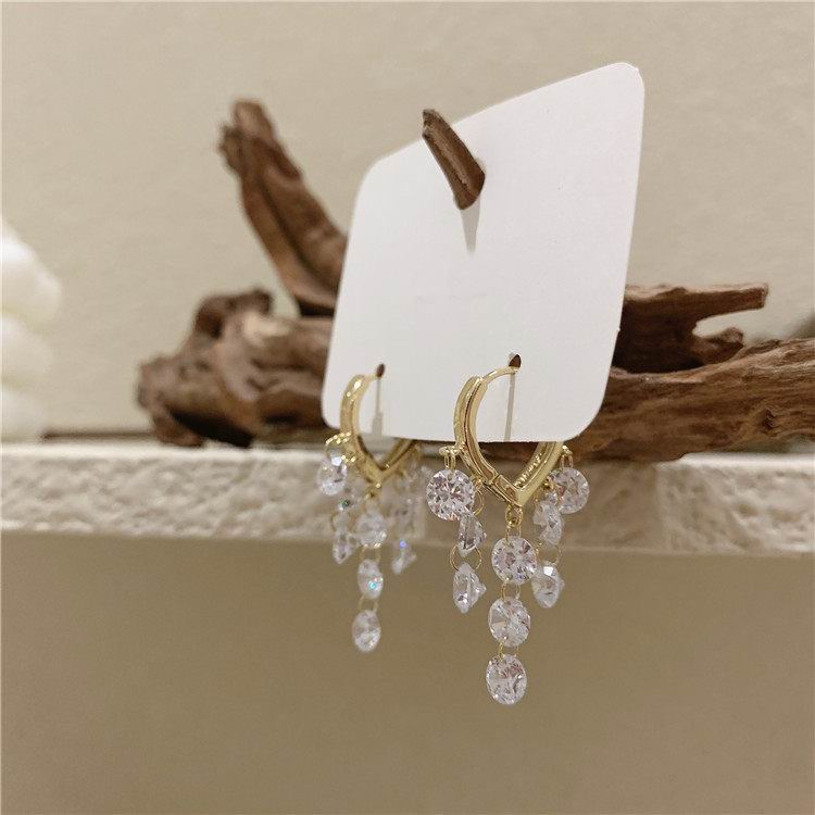 Khuyên tai ETRENDY dáng dài đính đá zircon cao cấp phong cách Hàn Quốc tinh tế