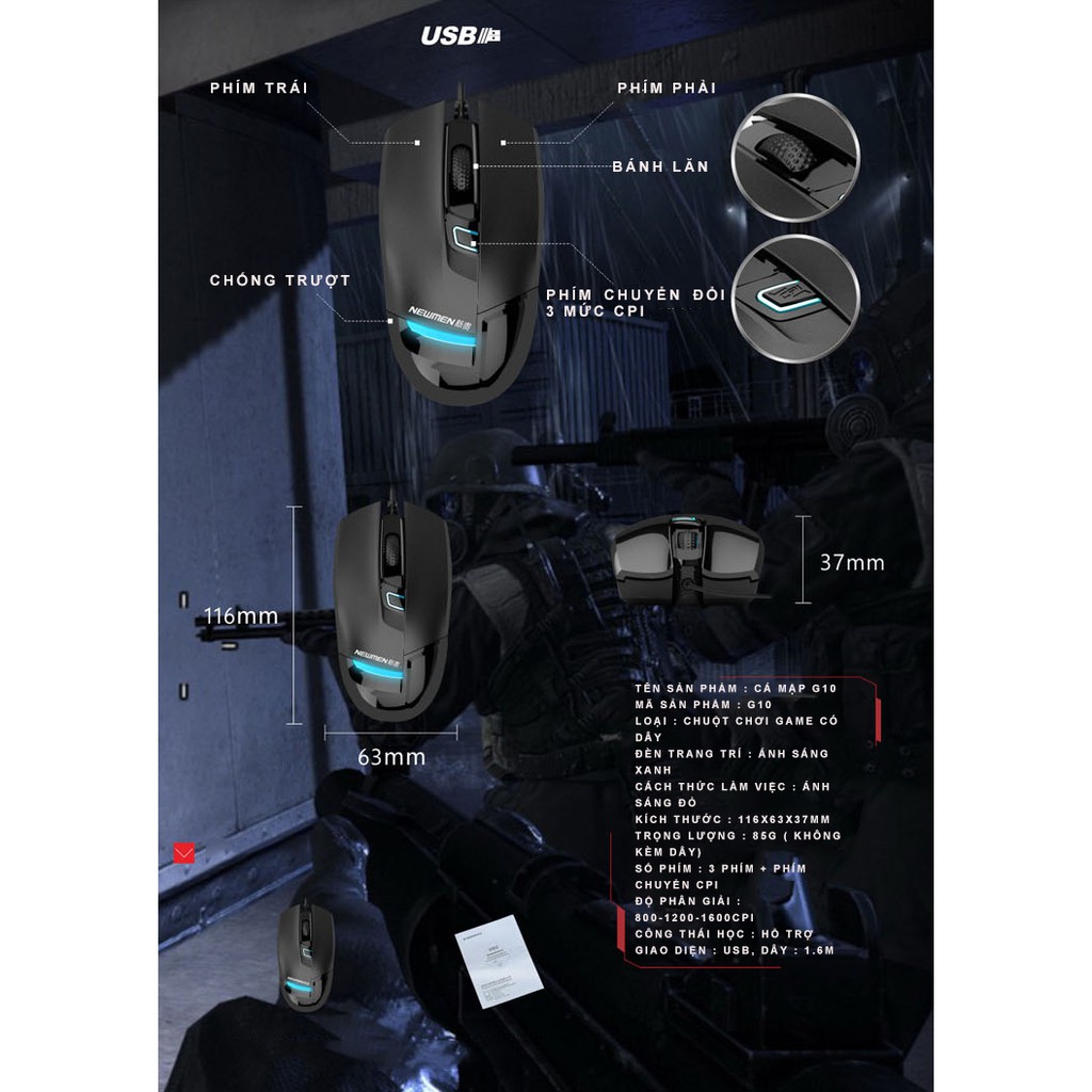💢💢 Chuột Có Dây Newmen G10 - LED 💢💢 Chuột Chuyên Game  💢💢 Chuột Chính Hãng Bảo Hành 24 Tháng 💢💢