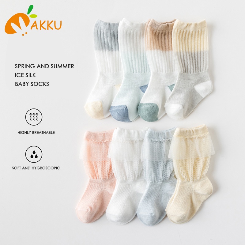 Tất cotton Dài Chống Muỗi Phối Ren Thời Trang Xuân Hè Mới Cho Bé Sơ Sinh