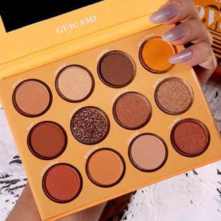Bảng mắt tone nâu vàng cam nhũ 12 màu Guicami California
