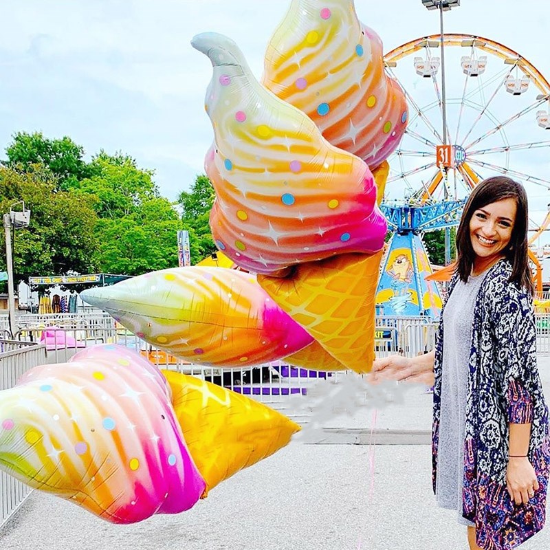 Bong Bóng Tráng Nhôm Hình Đôi Môi / Kem / Bánh Donut Màu Hồng Trang Trí Tiệc Độc Đáo Cho Bé