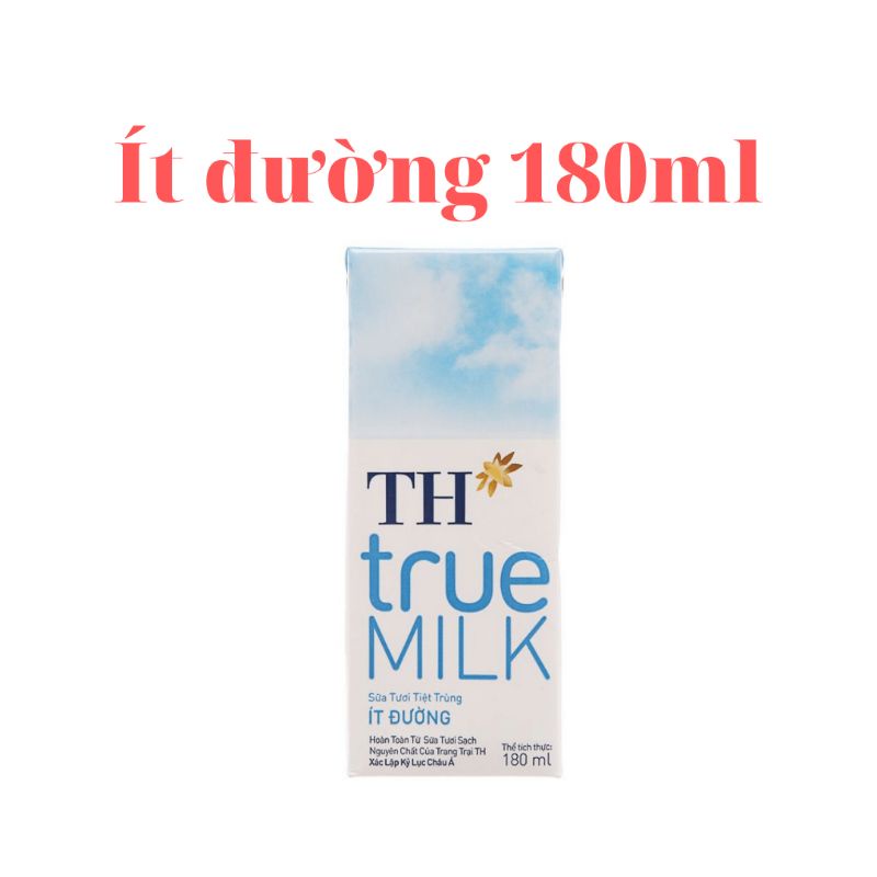 Lốc 4 hộp sữa tươi tiệt ít đường TH True Milk 180ml
