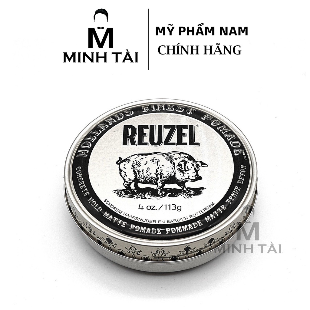 Sáp Vuốt Tóc Nam REUZEL Concrete Pomade - Hàng Chính Hãng  + Xịt Dưỡng Tóc Reuzel Tonic 20ml + Lược Chải Tóc Pomade