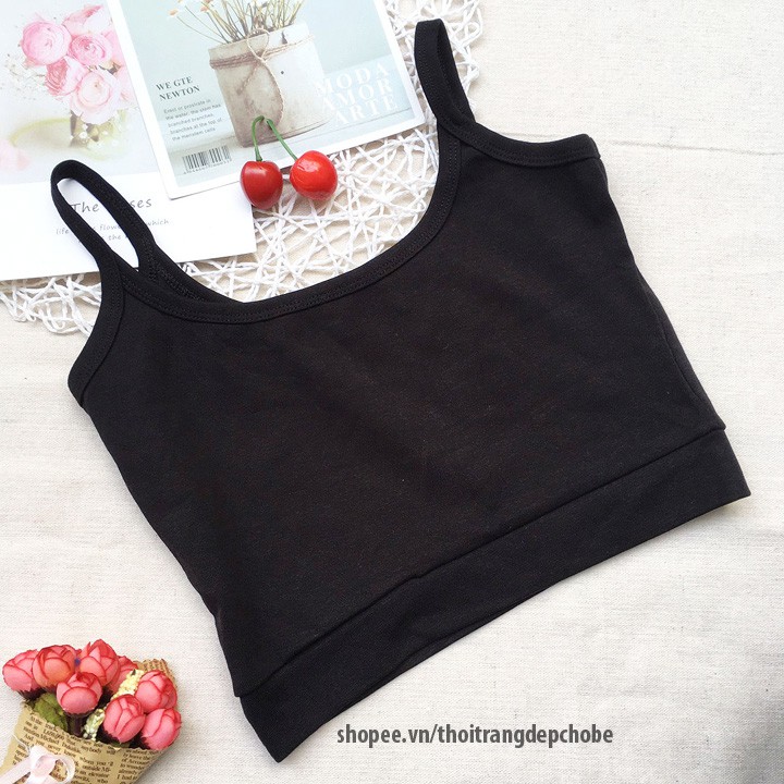 Áo Thun Nữ từ 35-45kg dáng Croptop 2 Dây chất borip đẹp - AONU12