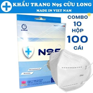 Khẩu trang y tế N95 Cửu Long hộp 10cai thiết kế ôm khít mũi miệng an toàn 95%