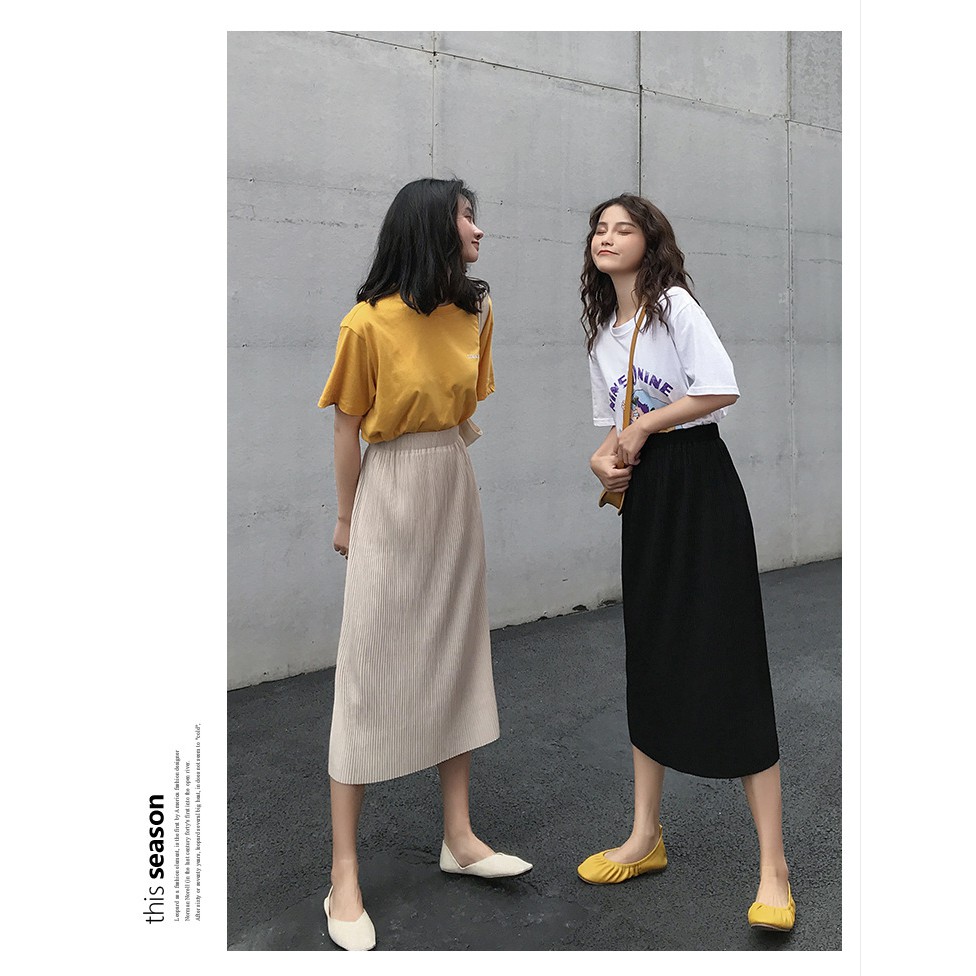 CHÂN VÁY NỮ DÀI XẺ LƯNG THUN CO DÃN PHONG CÁCH ULZZANG - WINDY SKIRT | BigBuy360 - bigbuy360.vn