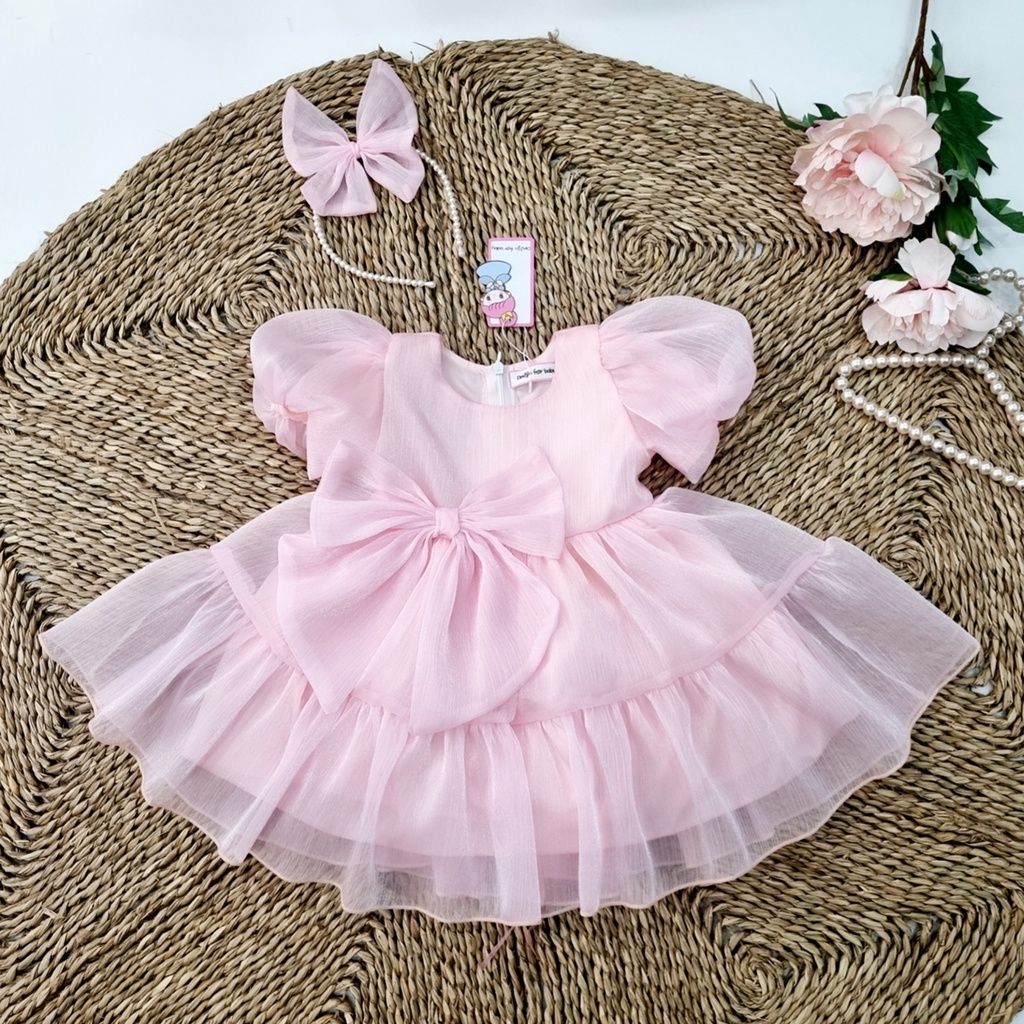 Váy đầm công chúa tiểu thư hồng thiết kế cao cấp cho bé gái diện đi chơi tiệc - Riokids TT10