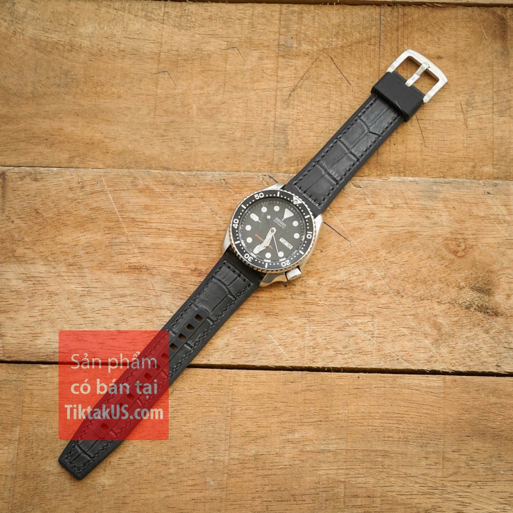 Dây da đồng hồ 22mm chống thấm nước cho đồng hồ thể thao , đồng hồ thông minh smart watch KX007, SKX009,Seiko 5 sport