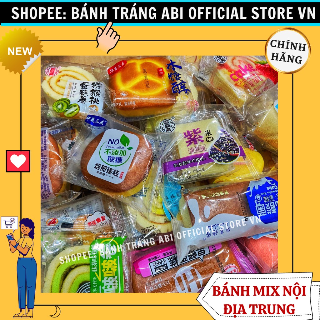 [DATE MỚI-HÌNH THẬT] Thùng 1kg Bánh Bông Lan Tươi Đài Loan Mix nhiều vị loại ngon-hơn 40 vị các loại