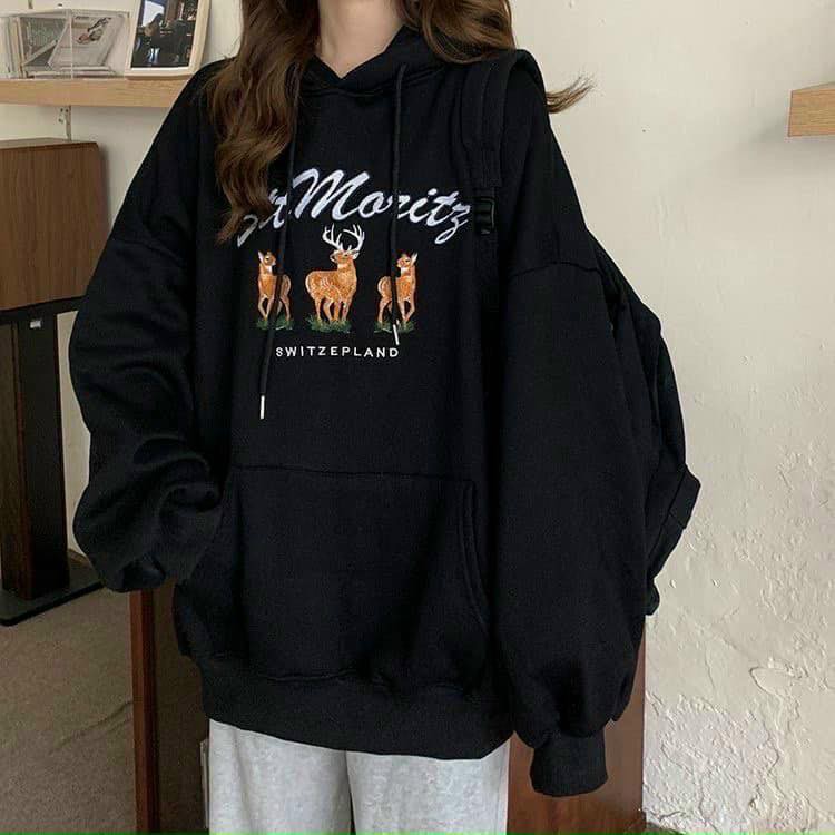 ÁO HOODIE NAM NỮ IN HÌNH CON NAI CHẤT THUN NỈ MỀM MỊN CAO CẤP TP
