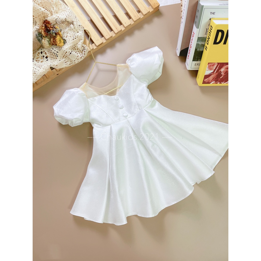Đầm , váy công chúa đính cúc tay bồng diện Tết sự kiện cực đẹp cho bé gái Namkidshop (V532)