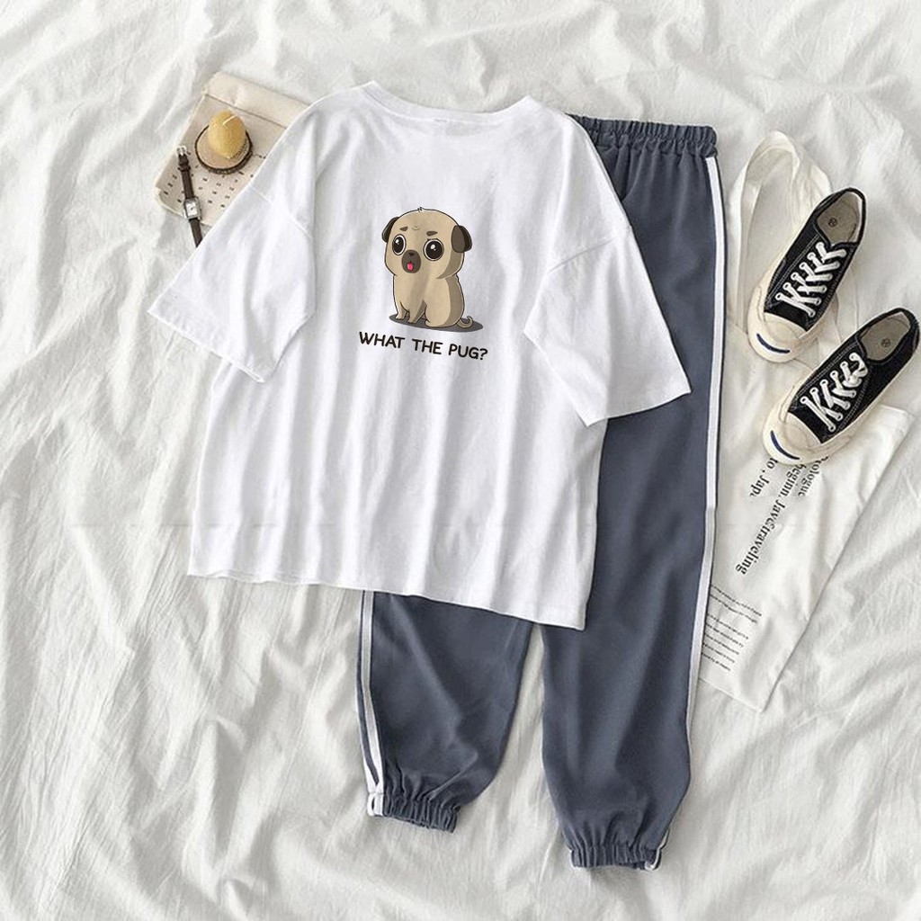 🍓HÀNG QUẢNG CHÂU🍓 Bộ Thể Thao Phối Unisex Chó Pug S31