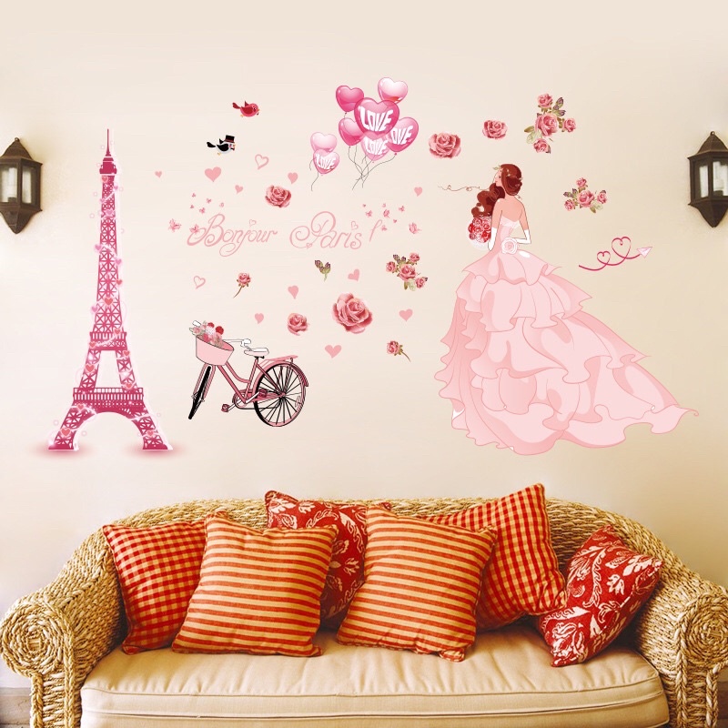 Tranh dán tường , Decal dán tường cô dâu trang trí phòng ngủ.