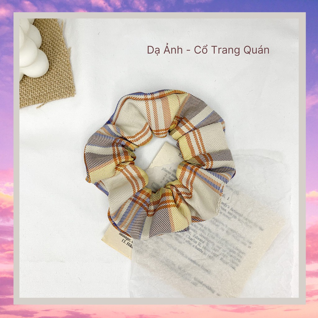 Scrunchies Caro Scrunchies Trơn Cột tóc Dây cột tóc Cột tóc vải Dây buộc tóc voan