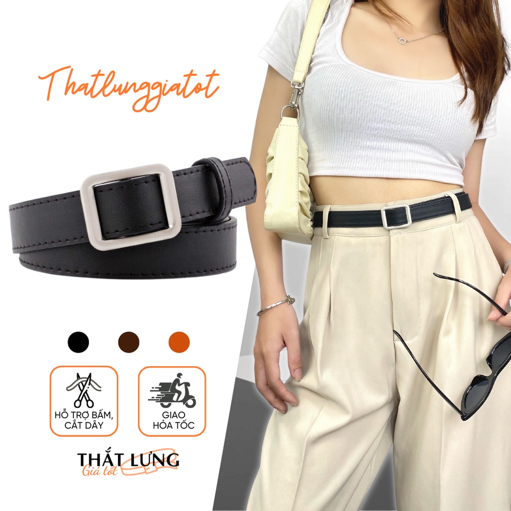 Thắt lưng nữ Ulzzang chữ nhật, tròn không lỗ 2.3cm - Dây nịt học sinh (hỗ trợ cắt dây nịt) TL006 - Thắt Lưng Giá Tốt