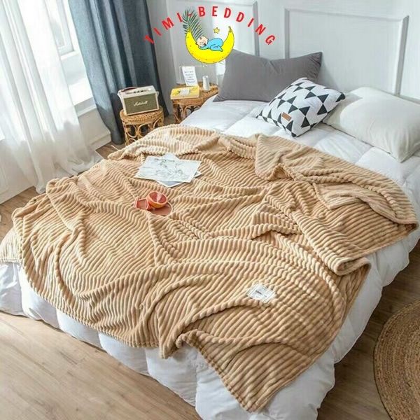 Chăn lông tuyết kẻ tăm cao cấp, nhập khẩu kích thước 2x2,3m – Mền lông tuyết - Timibedding