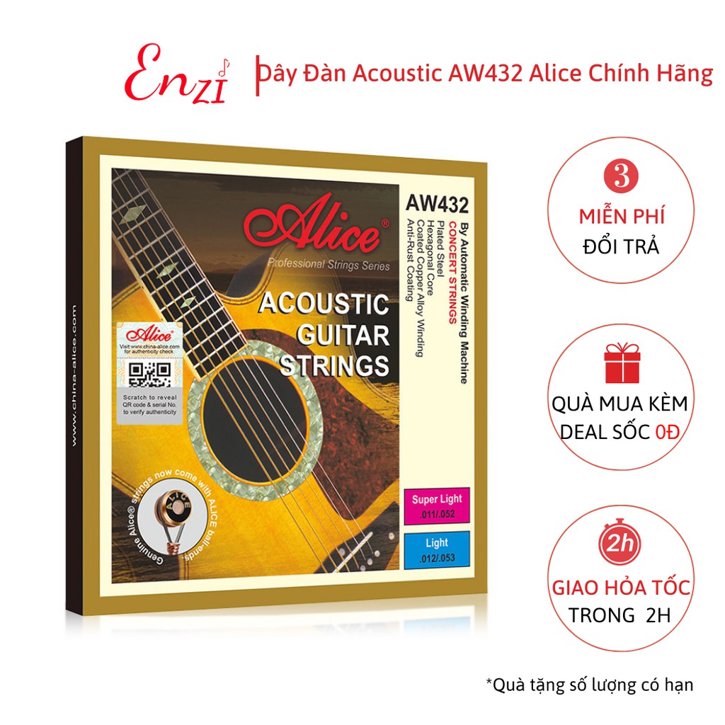 Dây đàn guitar acoustic Alice AW432 chính hãng Enzi