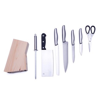 Bộ dao 8 món đế gỗ ko rỉ sét