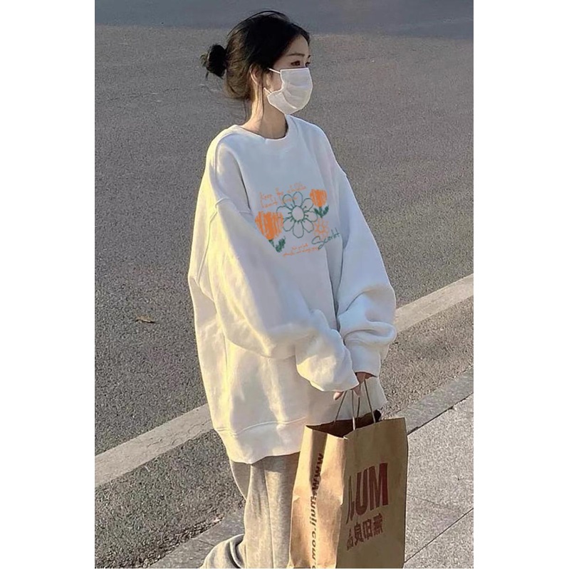 NRVP Áo Thun Tay Dài Oversize In Họa Tiết Phong Cách Hàn Quốc Thời Trang Cho Nam Và Nữ