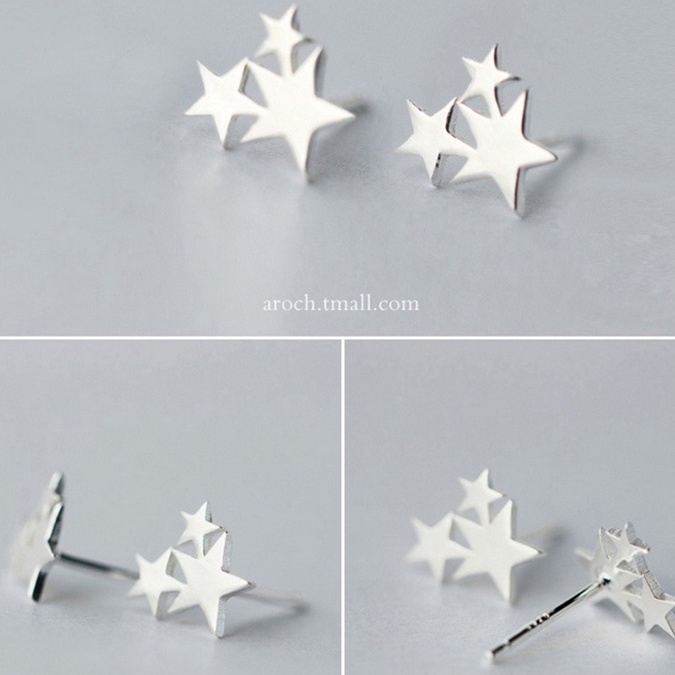 Bông tai khuyên tai mạ bạc 925 cao cấp không gỉ hình ngội sao trang sức bạc CINLA KT015