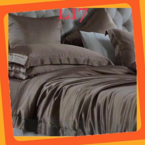 [Xả kho] Chăn ga gối phi lụa_L17 (xám đậm)
