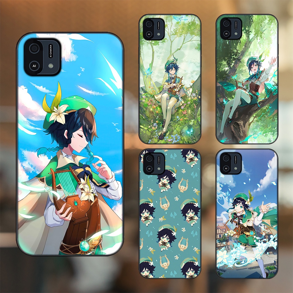 Ốp lưng Oppo A16K viền đen in hình Venti Genshin Impact