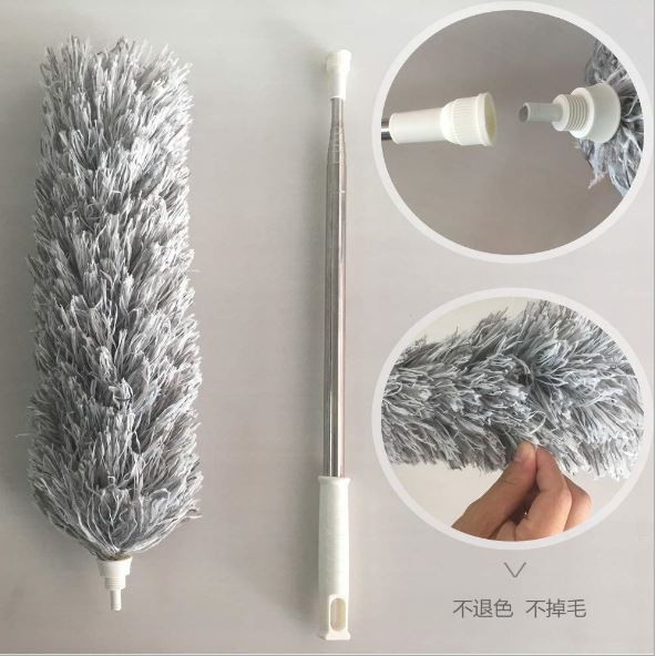 CHỔI LÔNG QUÉT BỤI CÁN INOX RÚT GỌN TẶNG KÈM MÓC TREO 3D