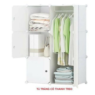 Tủ nhựa ghép 6 ô - tủ quần áo - Trắng trơn