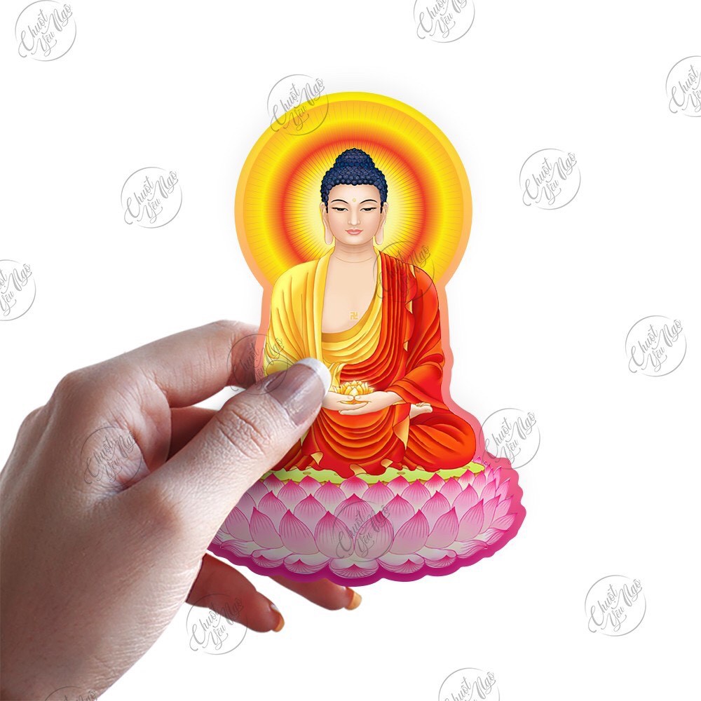 Bộ 5 miếng dán decal chống nước hình Phật dùng để trang trí nhà cửa, xe ô tô, xe máy, cầu may mắn bình an NT 06
