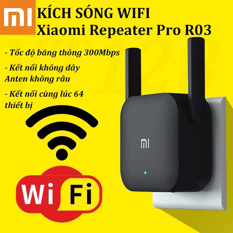 Kích sóng Wifi Xiaomi Repeater Pro R03 - Thiết bị kích sóng phiên bản mới 300Mbps , thiết bị mở rộng sóng wifi Xiaomi