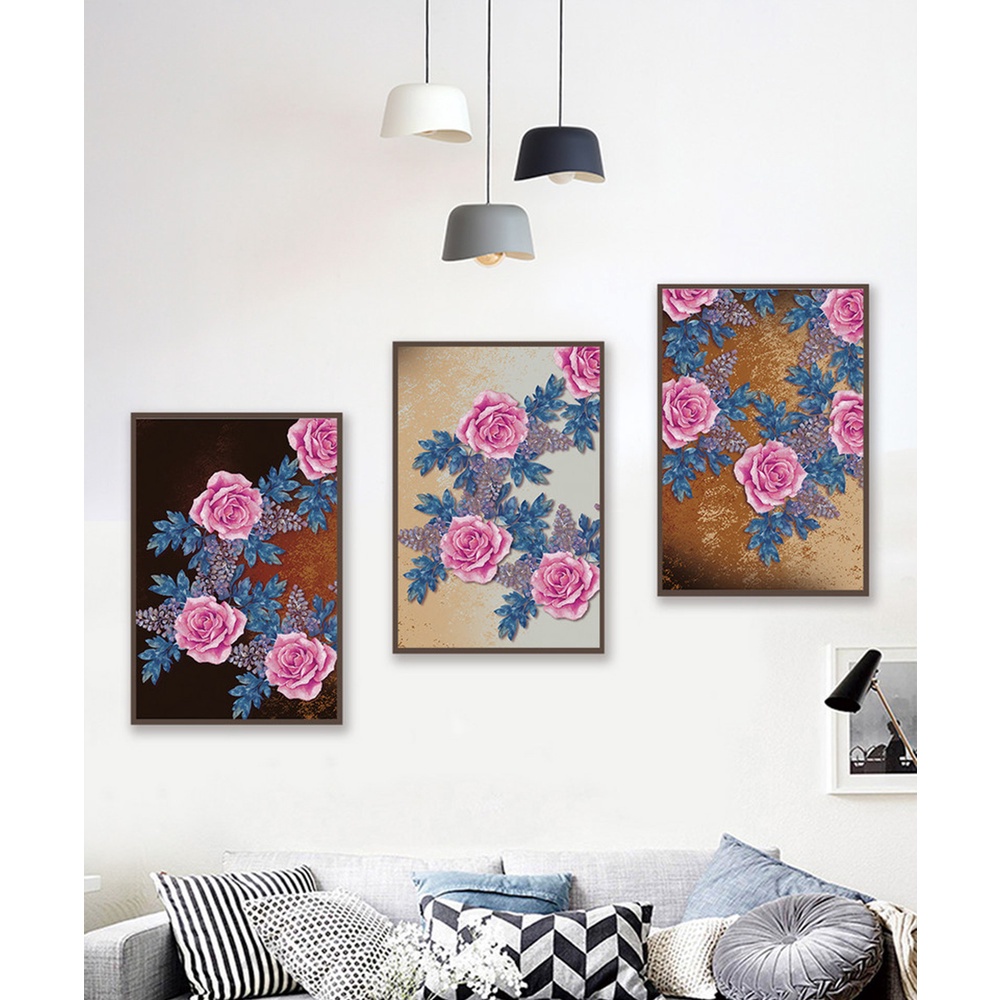 In hình ép gỗ Laminate TRANH HOA LÁ - Mẫu 23 (3 HCN 3x20x30, 3x30x40, 3x40x60). In ảnh theo yêu cầu