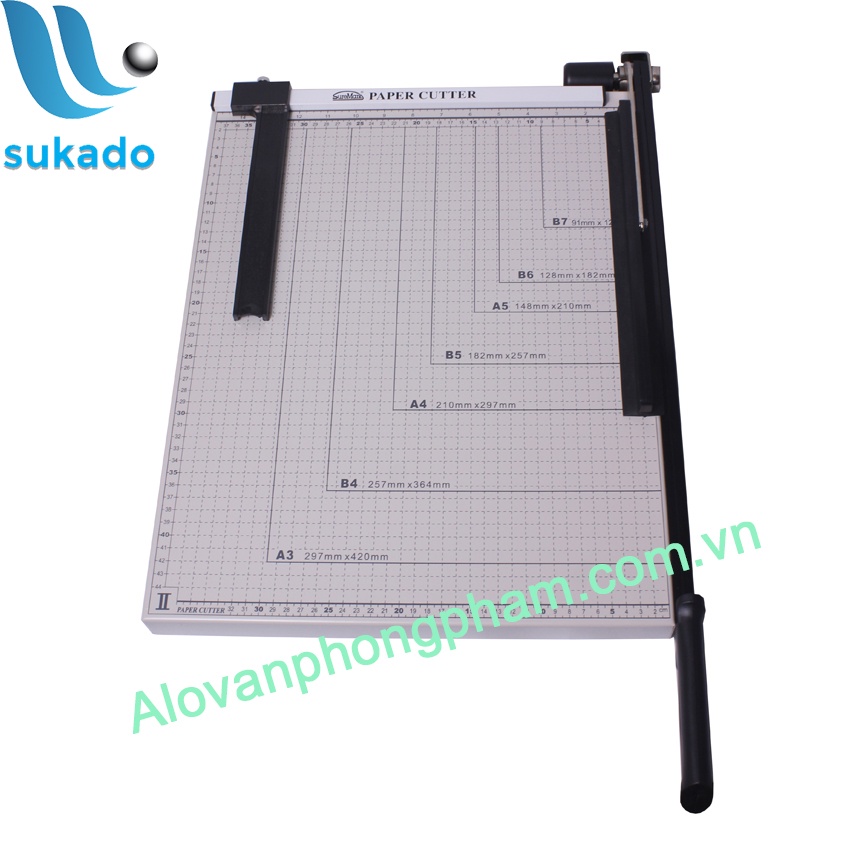 Bàn cắt giấy A3 sắt gỗ Suremark chính hãng - có cữ chặn giấy tiện lợi (46X38)cm SUKADO