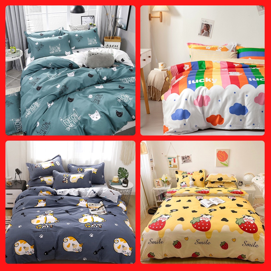 Bộ Chăn Ga Gối, Ga Giường Cotton Poly Set 5 Món Cute M2, M6, M8, 2M2, Miễn Phí Bo Chun Drap Giường - Queen Decor | BigBuy360 - bigbuy360.vn