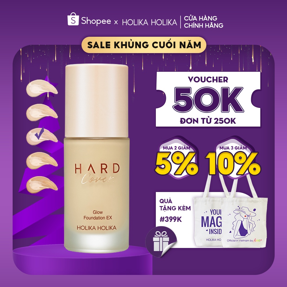 Kem nền căng bóng Hàn Quốc Holika Holika EX SPF50 PA++ kiểm soát dầu dưỡng ẩm lâu trôi chống thấm nước 30ml