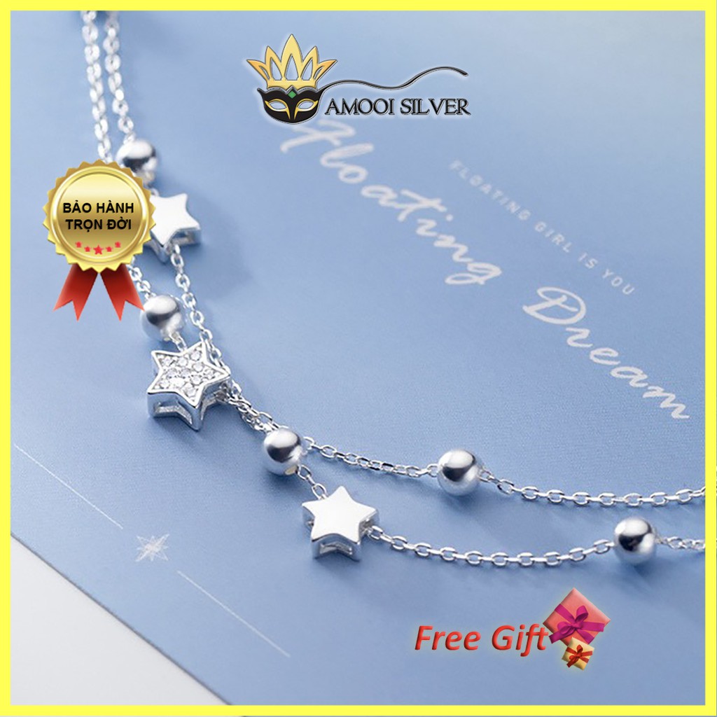 Lắc tay bạc S925 dây đôi ngôi sao - Amooi Silver AT93