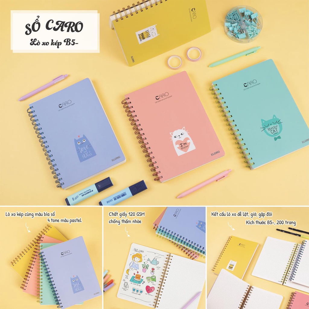 Sổ caro Klong viết thư pháp calligraphy bulletjournal giấy dày xịn hàng chính hãng