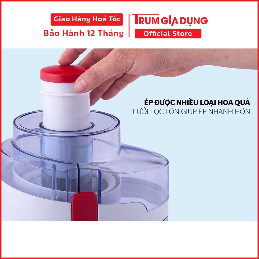 Máy ép trái cây, máy ép hoa quả Sunhouse SHD5520 màu trắng đỏ, ép cam, ổi, táo, bảo hành 12 tháng.