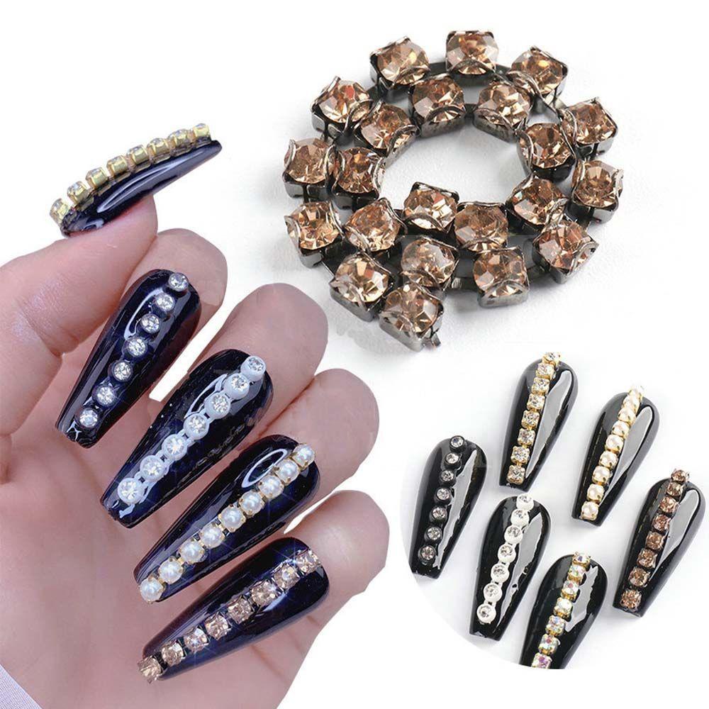 Dây Xích Kim Loại Trang Trí Móng Tay DYRUIDOJ|Bộ 6 Lưới Sáng Bóng|Phụ Kiện Dây Xích Trang Trí Móng Tay Xinh Xắn