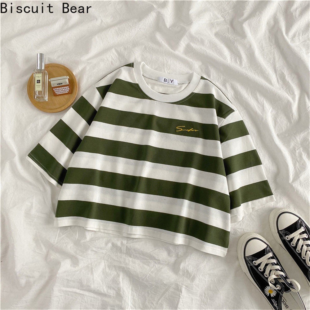Set Áo Crop Top Sọc Đen + Quần Dài Ống Rộng Lưng Cao Thời Trang Hàn Cho Nữ | BigBuy360 - bigbuy360.vn