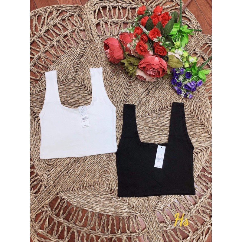 Áo croptop bozip cổ vuông chất tăm màu trắng - Thun tăm ba lỗ 2 dây bản to ôm body , tôn dáng đẹp cho nữ | BigBuy360 - bigbuy360.vn