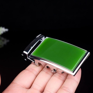 Đầu khóa thắt lưng đá ngọc bích tự nhiên màu vàng đồng da114