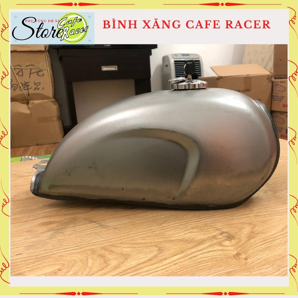 Bình xăng cafe racer phôi mộc chưa sơn  thùng xăng móp bé, hợp kim thép dày dăn phù hợp độ xe