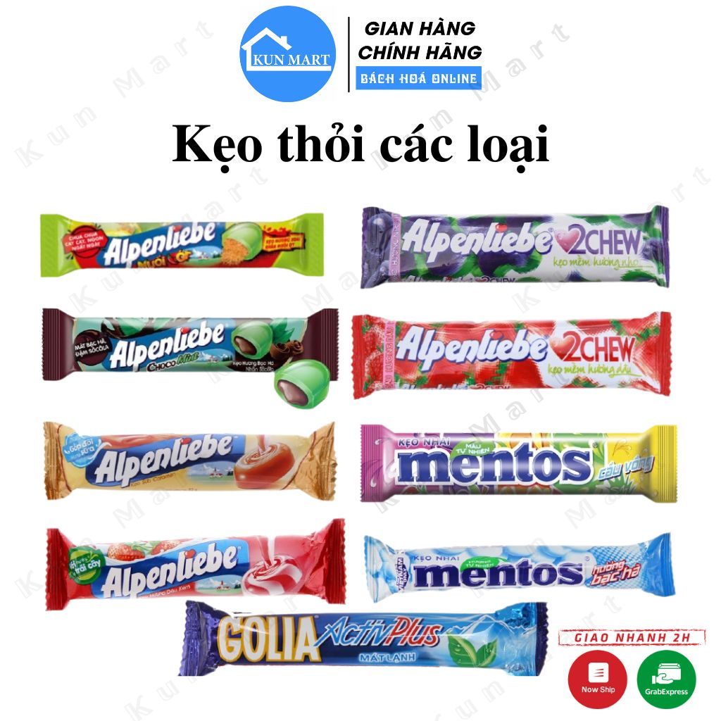 Kẹo thỏi 💖 Kẹo thỏi Alpenliebe, mentos các loại thơm ngon hấp dẫn 32g