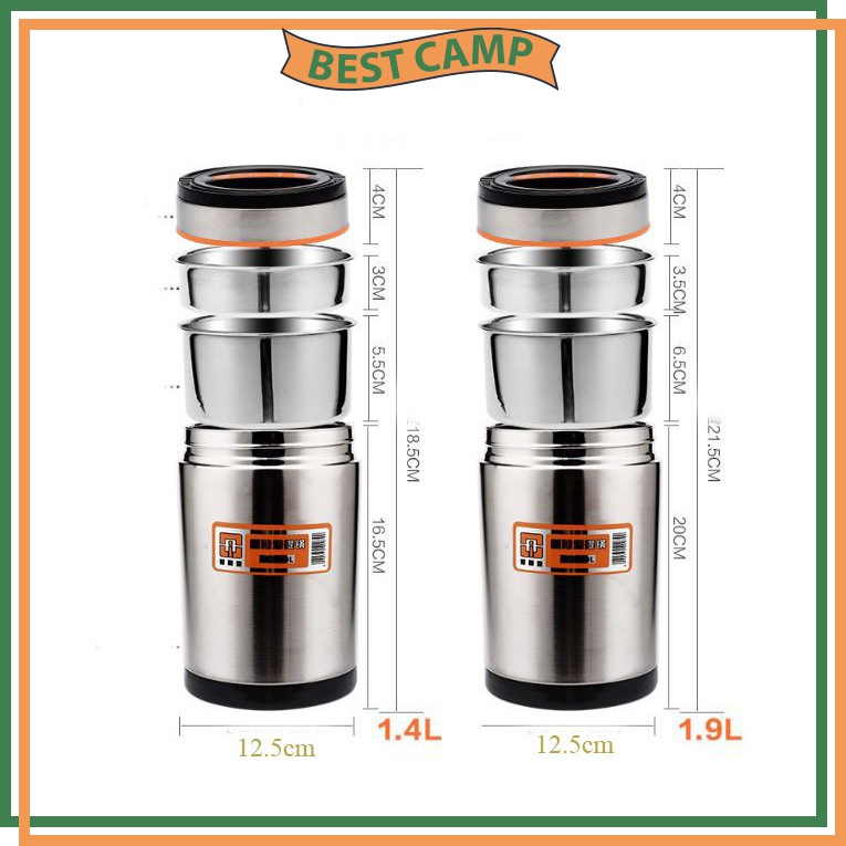 Cặp Lồng Cơm Giữ Nhiệt Inox 304 3 ngăn 2 Lớp Chống Tràn Đổ Giữ Nhiệt Trên 6h | BigBuy360 - bigbuy360.vn