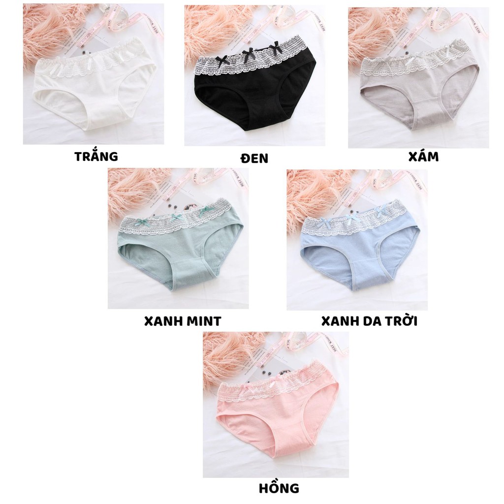 Quần Lót Nữ Cotton cao cấp kháng khuẩn mềm mại viền bèo đính nơ điệu đà mẫu C004 | BigBuy360 - bigbuy360.vn